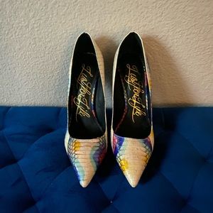 Multi Color snake skin heels